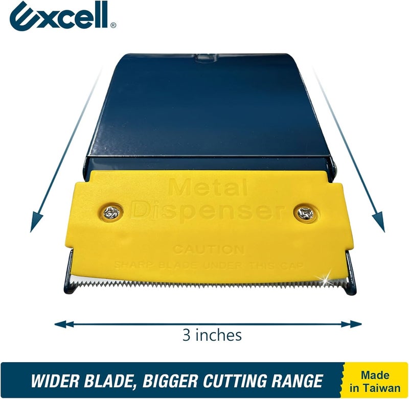 excell ET-366 3" Wide Handheld Tape Dispenser with Durable Metal Construction, for Packaging, Transportation, Moving and Box Sealing Carton - Image 3